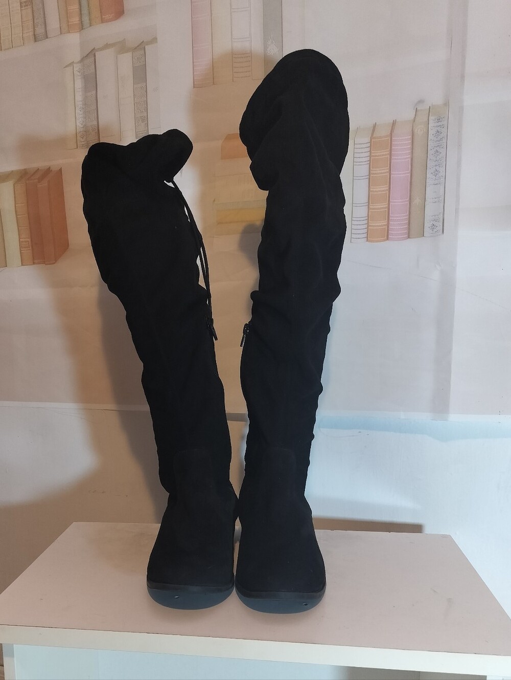 a.n.a Black Over-the-Knee Suede Lace-Up Boots